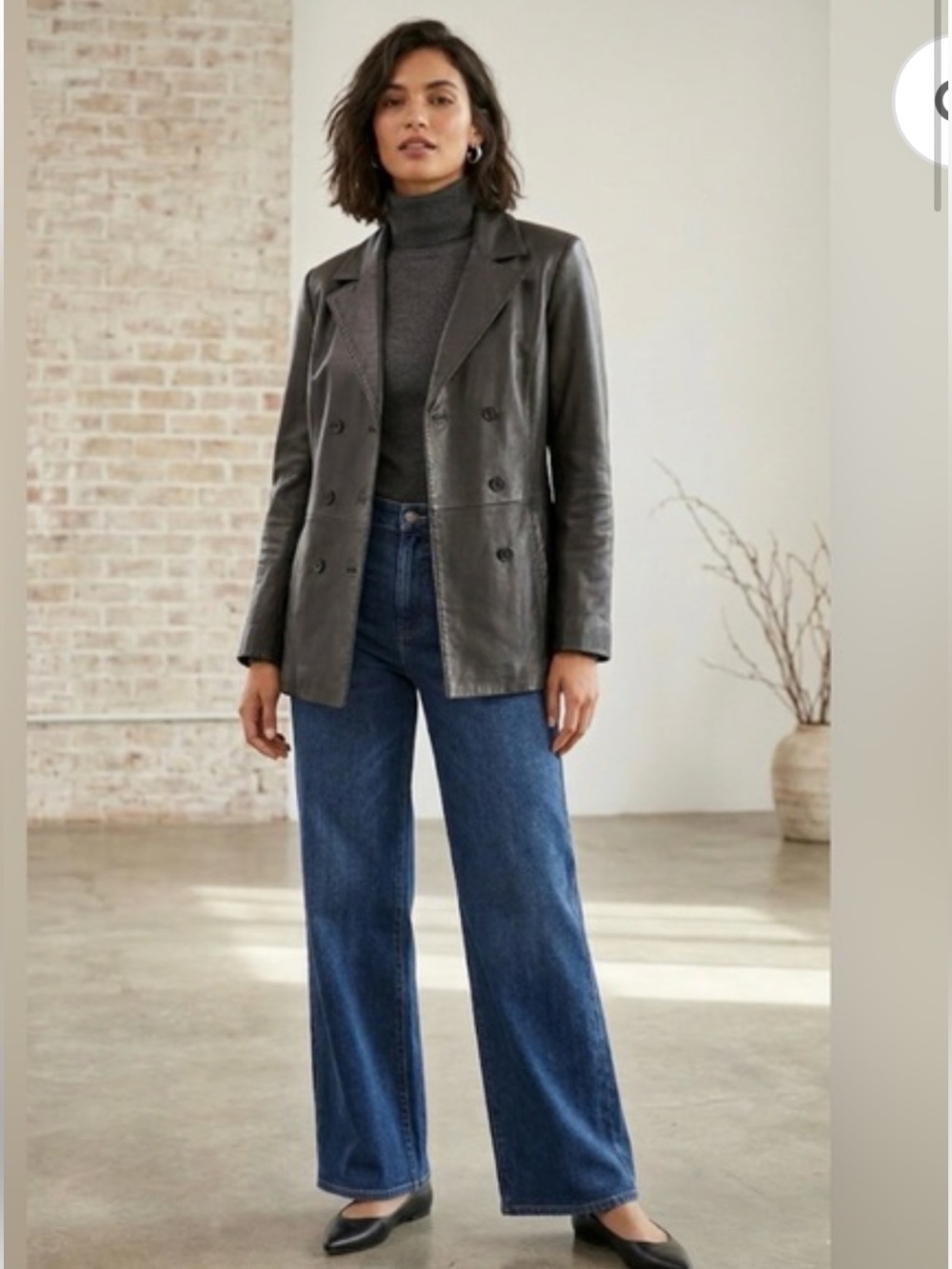 Double-Breasted Vintage Leather Jacket